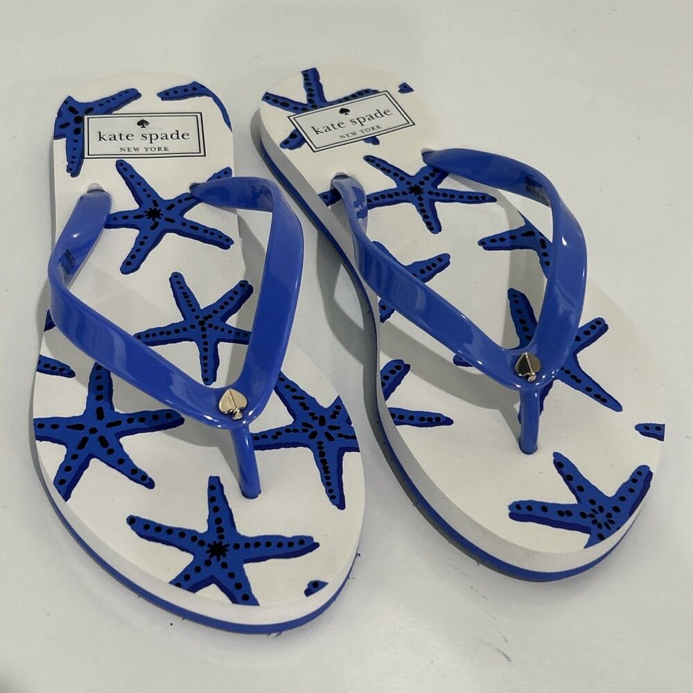 Kate Spade New York Charm Blue Nova Dancing Starfish Flip Flop Sandals Women's 5